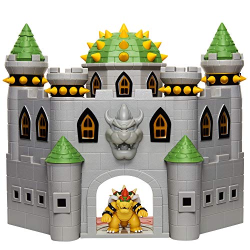 SUPER MARIO Nintendo Deluxe Bowser's Castle Playset with 2.5" Exclusive Articulated Bowser Action Figure, Interactive Play Set with Authentic in-Game Sounds