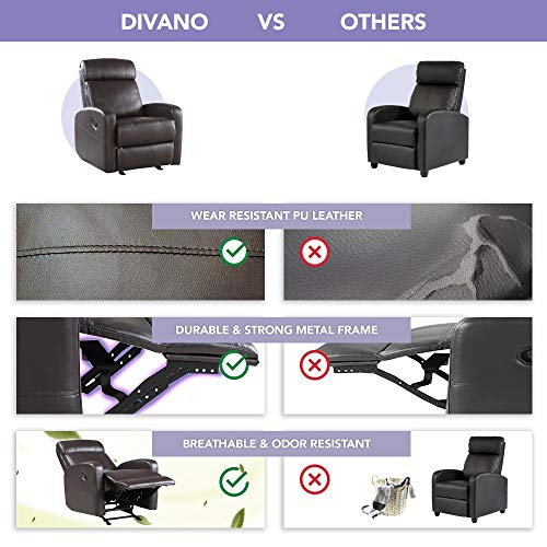 image for Casa Andrea Milano Brown Faux Leather Rocking Recliner Lounge Chair - 