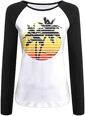 CHSMGS Women Coconut Raglan Long Sleeve Tee-shirts Screw Neck