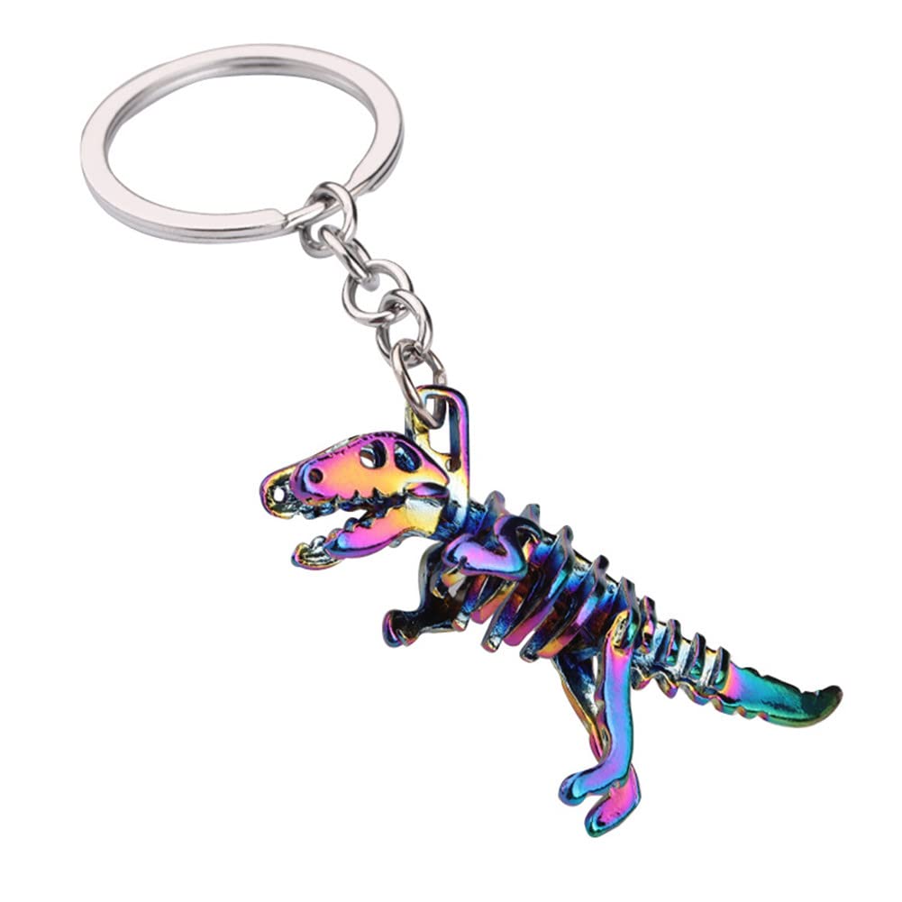 chichengnian Keyring Alloy Colorful Skeleton Dinosaur Pendant Keychain Metal Key Ring Charm Jewellery Keyrings Key Chain Key Ring Holder for Men and Women Jewelry For Child Teen Charms Gift