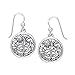 Ancient Tree of Life with Sun and Moon Symbol Round Filigree Sterling Silver Earrings