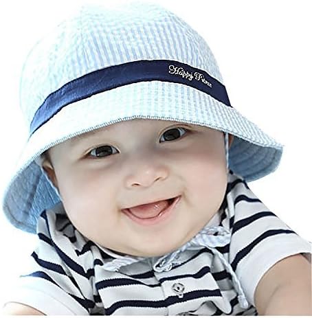 EIGA Unisex Baby Kid Child Toddler Boy Infant Sun Protection Bucket Cap Hat (Blue)