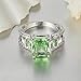 Narica Women's 925 Silver Plated 8mmx10mm Emerald Cut Green Created Amethyst CZ Wedding Engagement Ring Band Size 9