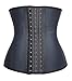 SHAPERX Women 9 Steel Boned Latex Waist Trainer Corset Waist Cincher Body Shaper Slimmer Tummy Control Shapewear Black, SZ1208-Black-M