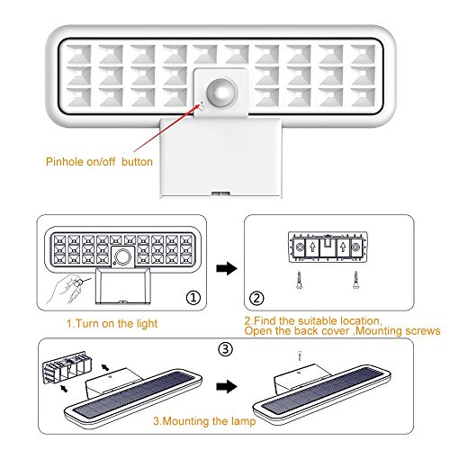 Motion Sensor Garage Light Outdoor,CREATESTAR Solar Waterproof Security Lamp 26 LEDS, 360°Motion Detection, 2 Modes for Patio Yard Garden Lawn Back Door Stair Driveway Pool Fence Porch (Pack of 2) - Thumbnail 6