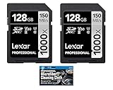 Lexar 128GB Professional 1000x SDXC Class 10 UHS-II Memory Card 2-Pack Bundle with Microfiber Cloth