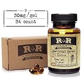 Hemp Oil Softgels :: Hemp Oil Capsules for Sleep :: Anxiety, Stress Relief, Mood Support, Skin Care (1000mg Total, 30mg per Gel, 34 Count, 30-Day Supply): R+R Medicinals