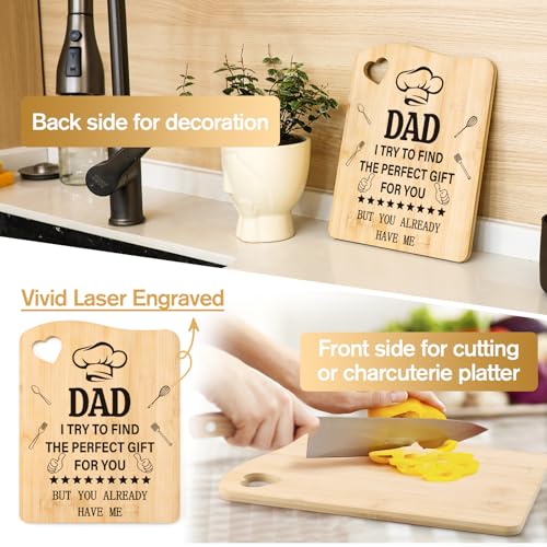 Tulolvae Dad Gifts Fathers Day, Bamboo Chopping Board Father‘s Day Birthday Presents for Daddy, Christmas Thank You Gift for Father from Daughter Son, Valentines Day Home Kitchen Gifts for Men