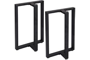 TIEOU Metal Table Legs 28 Inch Heavy Duty T Shape Metal Desk Legs Set of 2 Industrial Furniture Legs, Modern Black Table Leg(28" H X18''W)