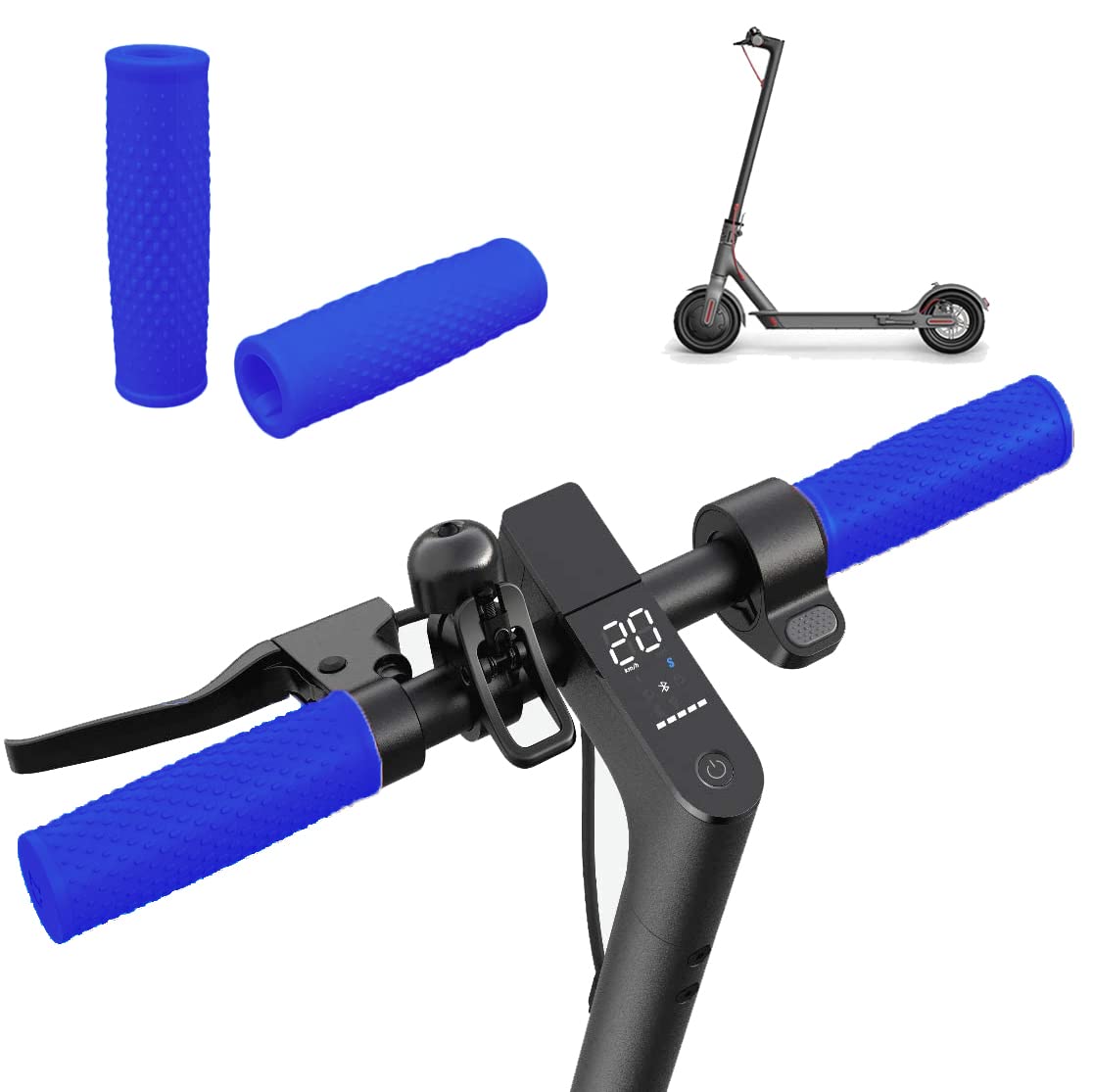 HORO.ES - Coloured Grip for Xiaomi M365, Essential, 1S, Pro and Pro2 - Scooter Accessories, Handles/Handlebar Grip - Customize Xiaomi Scooter (Blue)