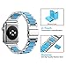 GreenInsync Bands for Apple Watch 38mm Metal, Special Edition Stainless Steel Wristbands Buckle Clasp Watch Strap Replacement Bracelet W/Silicone Gray Cover Blue for Apple Watch Series 3/2/1