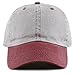 The Hat Depot 100% Cotton Pigment Dyed Low Profile Dad Hat Six Panel Cap (2. Gray/Burgundy)