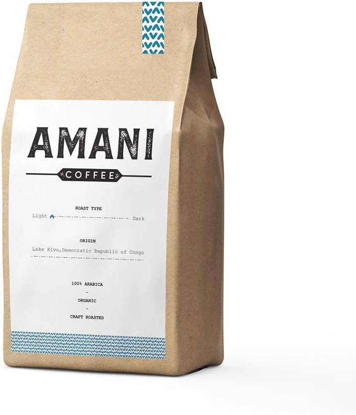 Amani Coffee Organic Ground Coffee | Certified Single Origin Coffee Beans Ground To Perfection | World Specialty Grade Strong Coffee Beans Roasted Fresh By Speciality Roasters - Light Roast
