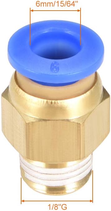 sourcing map Straight Pneumatic Push to Quick Connect Fittings G1/8 Male x 6mm Tube OD 10pcs, Gold,blue, G1/8 x 6mm - Image 3