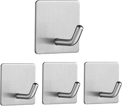 Vista Self Adhesive Hooks Stainless Steel Waterproof 4 Pack for Hanging