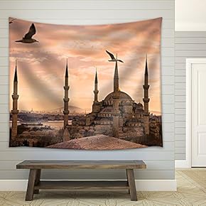 The Blue Mosque, (Sultanahmet Camii), Istanbul, Turkey. - Fabric Wall Tapestry Home Decor - 51x60 inches