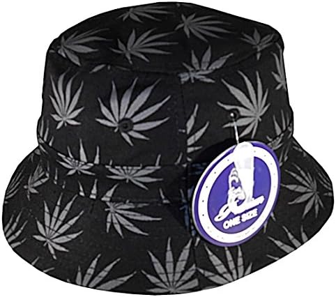 Weed Dope Marijuana Leaf Bandana Paisley Hunting Fishing Outdoor Sun Cap Summer Bucket Hat- New (Weed-Blk/Gry)