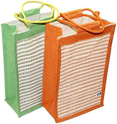RangTeq Unisex Multipurpose Reusable Ecofriendly Jute Bags for Lunch, 8x4.5x14 Inches(Multicolour)