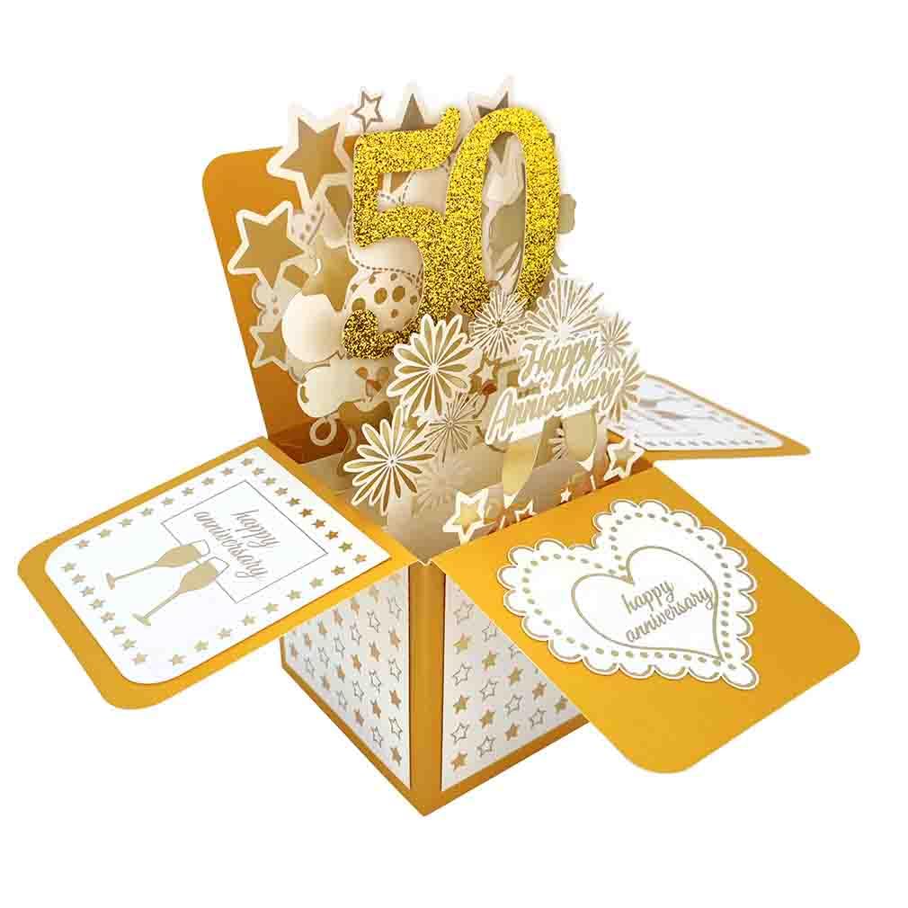 Happy 50th Wedding Anniversary Pop Up Greeting Card for Him Him Large 3D 50 Years Together Gift for Wife, Best Ten Years Married Gift Idea for Him Her Couples