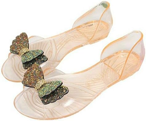clear jelly sandals with bow