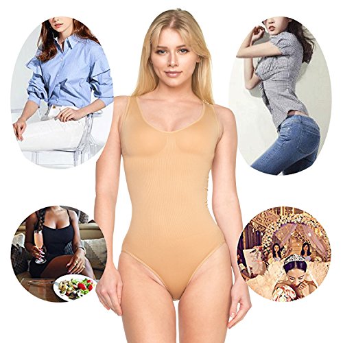 LastFor1 Women's Tank Brifes Seamless Slimming Shapewear Tummy Control Bodysuit (M, Skin 001)