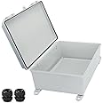 YETLEBOX Waterproof Electrical Box with Mounting Plate 390x290x160mm, IP67 Junction Box Hinged Grey Cover ABS Project Boxes for Electronics DIY Enclosure with Wall Bracket and 2 Glands