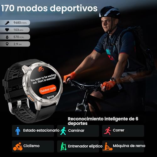 KOSPET Reloj Inteligente Hombre, 1.43" AMOLED HD Display, 5ATM Impermeable, Smartwatch con Llamadas Bluetooth y Whatsapp Notificación, Cuerpo Metálico de Acero Inoxidable (Android/iOS)