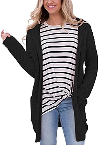 Moludoya Women's Long Sleeve Open Front Outwear Chunky Pullover Knit Cardigan Sweater