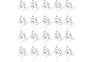 Lurrose 20pcs Stainless Steel Rose Pendant Diy Charm Pendant Hollow Shape for Jewelry Making