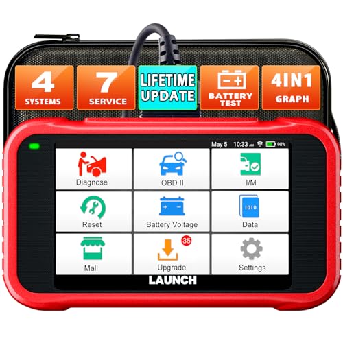 LAUNCH CRP123E OBD2 Car Diagnostic Tool Reader, Car Code Reader for Engine, ABS, SRS, Automatic Transmission, with Steering Angle Reset, Throttle Adjustment, Oil Reset, Free Lifetime Upgrade