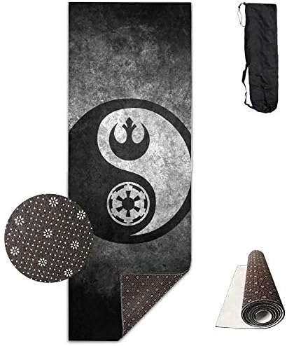 QIAOJIE Yoga Mats Yoga Mat with Carrying Bag Black and White Yin Yang Fitness High Density Anti-Tear Exercise Gym Mat 70.9"x24.0"