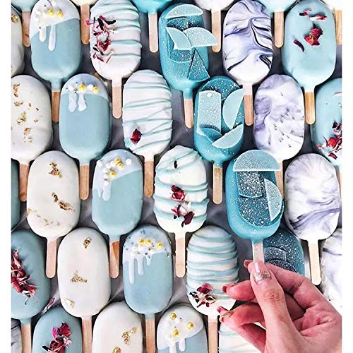 Joho Silicone Easy Cream Mini Ice Cream Bar Mold Set, Reusable Popsicle Molds Ice Pop Molds Maker with Wooden Sticks,Classic Oval,8-Cavity - Thumbnail 7