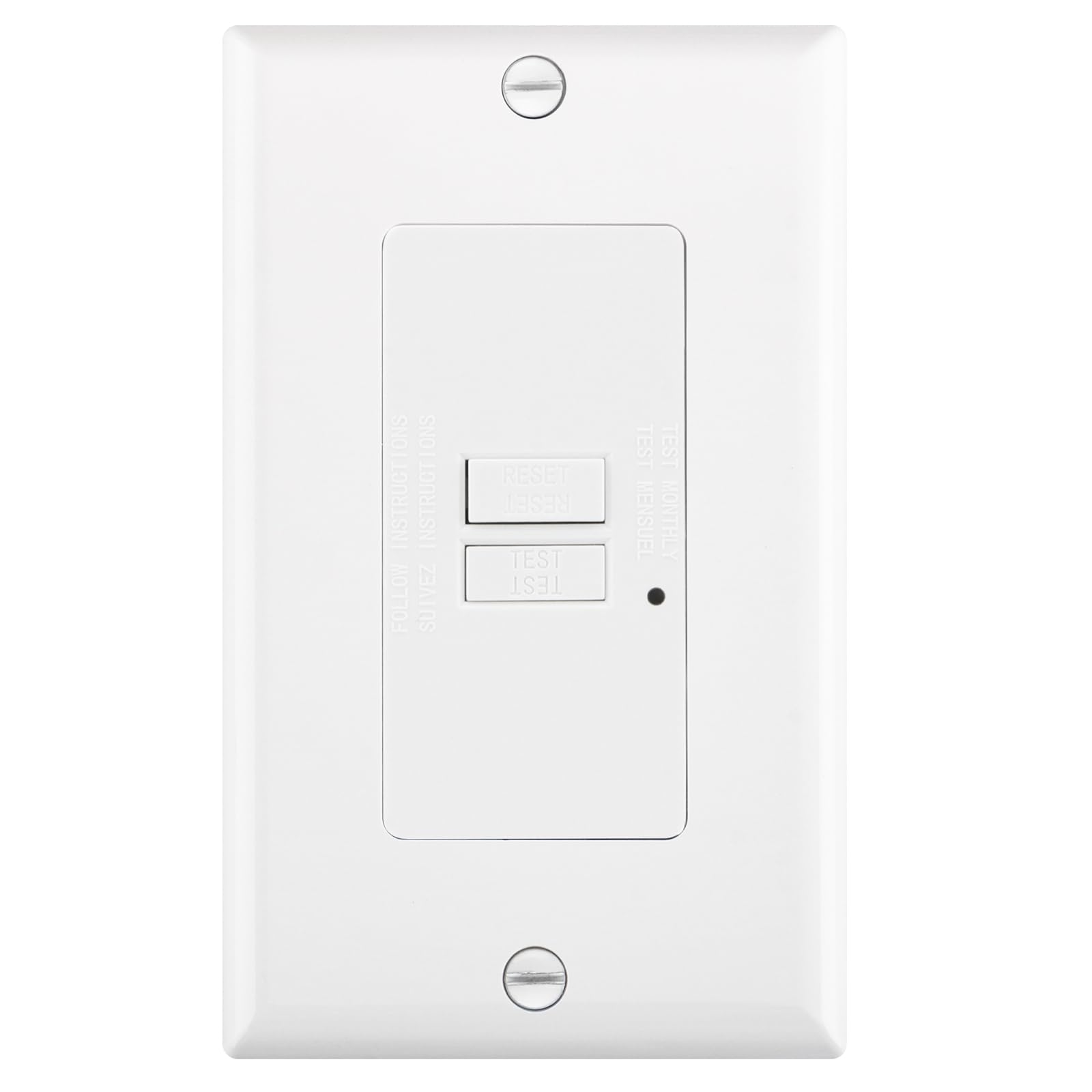 Photo 1 of Wengart Blank Face GFCI,1pack,Self-Test with LED Indicator,Faceless GFCI,Electrical Outlet,120V 20Amp,UL Listed, Decorative Wallplate Included,White