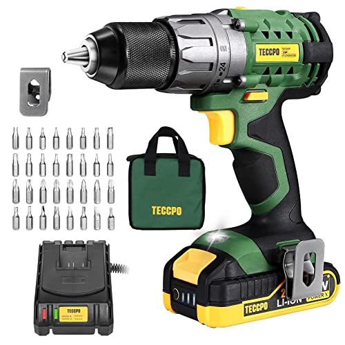 TECCPO Power Drill, Cordless Drill with Battery and Charger(2000mAh