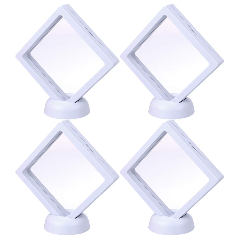 BESPORTBLE 8pcs Box Jewelry Showing Case Floating Rock Display Jewelry Display Case Earring Stand Necklace Floating Ring Holder Coin 3d Miniature White