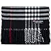 2 PLY 100% Cashmere Scarf Tartan OS Big Check Plaid Made in Scotland Wool Wrap Muffler (Black Red White GC)