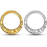 Osbourney ASTM F136 Titanium Septum Rings,16G/8mm Classic Nose Ring Hoops, Helix Cartilage Clicker Hoop Earrings, Rook Daith Tragus Piercing Rings for Women Men Silver