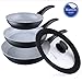 cooper pan Faraday Non-Stick Frying Pans, Granite Frying Pans with Stone-Derived Coating, Aluminum Cooking Pan with Universal Lid, 3PCS, Black