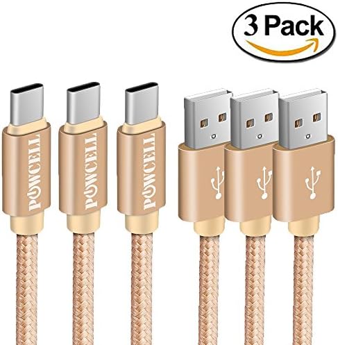 VALUE PACK OF 3 FULL SPEED CHARGER CORD FOR GOOGLE PIXEL 2 / PIXEL 2 XL / SONY XPERIA XZ2 XZ PREMIUM X Compact XZs L1 XA1 XA2 Ultra NYLON BRAIDED USB DATA SYNC CHARGING CABLE CORD (Gold 3 Pack 3 FT)