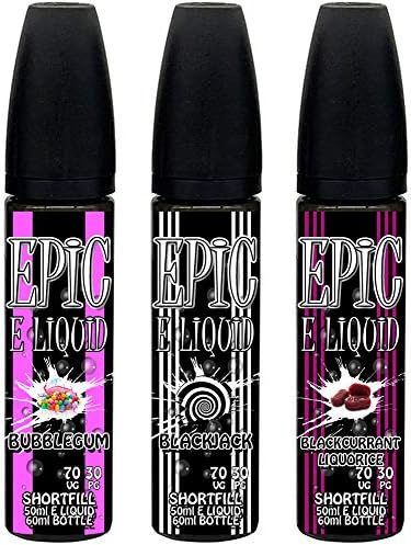 Triple Pack - Bubblegum + Blackjack + Blackcurrant Liquorice E Liquid 70/30 Shortfill Vape Juice Premium E-Liquid No Nicotine 0mg Short Fill Shortfilled eJuice Ecig E Cigarette (EPIC E LIQUID)