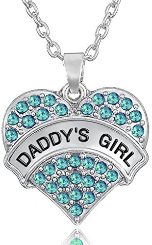 'Daddy's Girl' Heart Necklace for Daughters, Birthday Jewelry Gifts from Father/Dad, Stocking Stuffer for Little Girls and Teens (Aqua Blue) (The Best Father Daughter Dance)