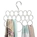mDesign 18- Loop Metal Closet Scarf Hanger Storage Organizer for Scarves, Leggings Ties, Belts and Shawls - Set of 2, Pearl White