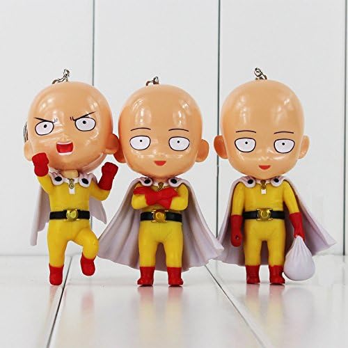 3pcs/set One Punch Man Figure Saitama Sensei Figure keyring keychain Kids Toys Model Doll Toy Gift by ppstore99