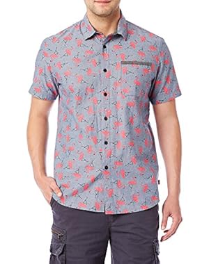 Men's Classic Short Sleeve Poplin Button-up Woven Shirt