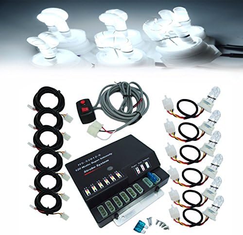 Ediors® 6 HID Bulbs 120W Hide-A-Way Emergency Hazard Warning Headlight Truck Strobe Light Kit System