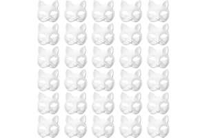 MAELSTROM 30Pcs Cat Mask Base With Strap - Blank to Paint, Therian Halloween Animal Mask for Party Costume