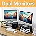 Rfiver Home Office Printer Stand Dual Monitor Stand Riser for Desk with Versatile Storage,Black Wood Desktop File Organizer – 2 Pack for Multi-Functions, DO1003thumb 1