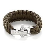 X-Plore Gear Paracord Bracelet Survival Kit For Men, Women | Adjustable Stainless Steel D Shackle Gear For Comfy Fit | For Emergencies, Travel, Hiking, Wilderness, Camping, Fishing, Hunting (Green)