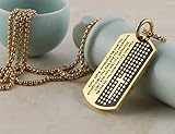 HZMAN Stainless Steel Men's Carved Cross and Lord's Prayer Dog Tag Pendant Necklace Gold & Silver