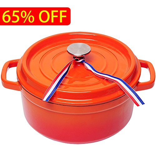 Buy Enameled Cast Iron Dutch Oven Orange Color 4.7QT SGS Certified